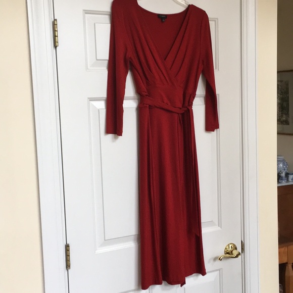 Talbots Red V Neck Dress Size S🌺🌺🌺❤️❤️❤️ - Picture 3 of 3